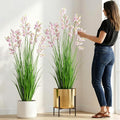 Green Onions Home Decor Fake Plants Lily of The Valley Snake Plant Home DéCor Accents Artificial Grass Room Decor Artificial Plants Indoor Artificial Grass 47" 2PCS（Pink）