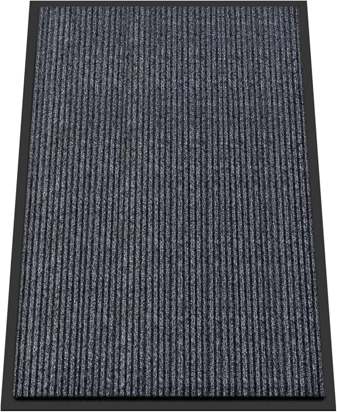 Kuyal Front Door Mat, 2'x3' Indoor Outdoor Entrance Mats, Commercial Floor Inside Outside Entrance, Heavy Duty Durable Welcome Mat, Rubber Backing Non Slip Outdoor Mats for Entryway,Dark Gray