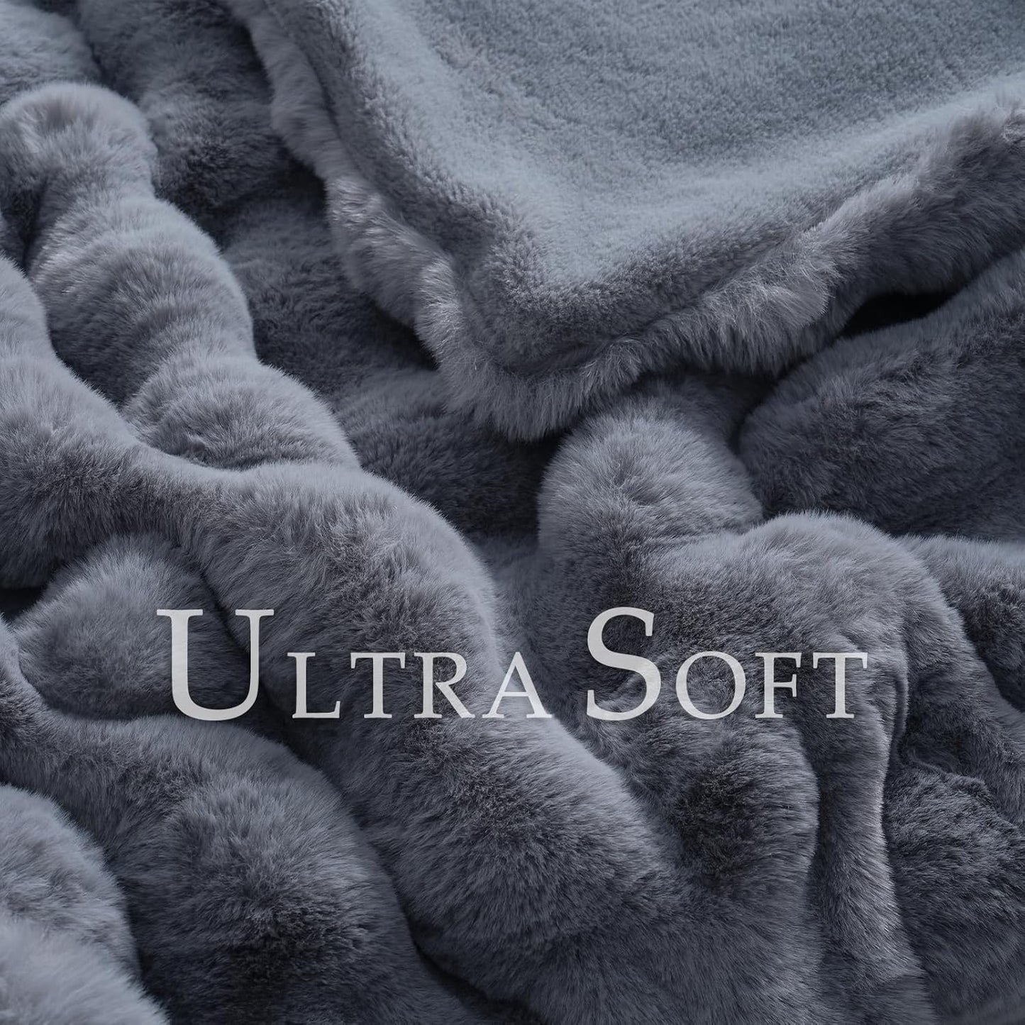 BENVWE Faux Fur Throw Blanket for Couch – Cozy Fuzzy Soft Plush Fluffy Thick Luxury Minky Bubble Blanket for Living Room Home Decor – Fathers Day Birthday Gifts for Women and Men, Grey, 51" x 63"