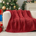 Amélie Home Checkered Chenille Knit Throw Blanket for Couch, Classic Texture Decorative Soft Blanket for Sofa, Chair & Bedroom, 50"x60", Christmas Red