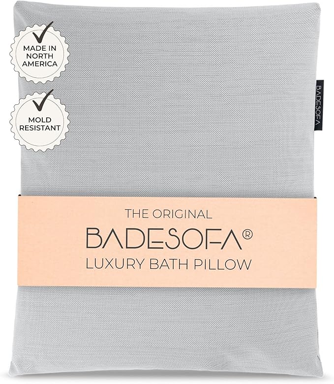 BADESOFA® Luxury Bathtub Pillow L - Large Bath Pillow for Therapeutic Neck and Back Support Quick-Drying - Washable Full Body Bath Tub Cushion - Luxury Spa Cushion in Grey