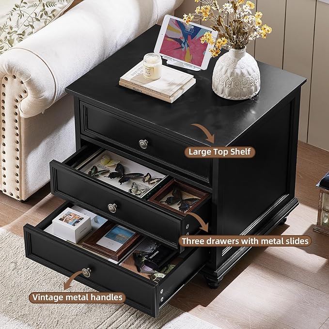 Farmhouse Dresser and Nightstand Sets 3 Piece, Nightstands Set of 2 and 7 Drawers for Bedroom, 54" Wide Dresser and 24" Inch Night Stand Set for Bedroom, Living Room, Hallway