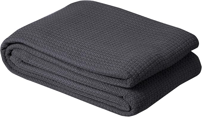DOLLCENT 100% Cotton Queen Size Blanket for Bed, Premium Soft Combed Lightweight Blankets, Washed Breathable Cozy Bed Throw Blanket, Grey Queen Cotton Blankets for All Season: Grey (90"x90")