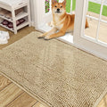 OLANLY Dog Door Mat for Muddy Paws 48x30, Absorbs Moisture and Dirt, Absorbent Non-Slip Washable Doormat, Quick Dry Chenille Mud Mat for Dogs, Entry Indoor Entryway Carpet for Inside Floor, Beige