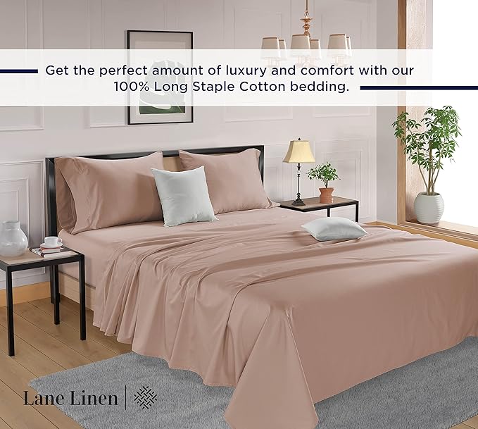 LANE LINEN Split King Sheet Sets for Adjustable Beds - 5 PCs, 600 Thread Count Split King Sheets Set - Sateen King Split Sheets for Adjustable Bed - Split Top King Sheets Set for Bed - Sepia Rose