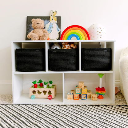 NaturalCozy Storage Cubes 9”x9”x7”Cotton Rope Woven Baskets for Organizing 3-Pack | 9 Inch Cube Storage Bin | Small Basket for Shelf Nursery, Pantry, Decorative Plant, Bathroom Closet, Toy Gift