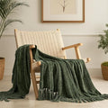 EVERGRACE Soft Chenille Throw Blanket for Couch, Cozy Plush Fuzzy Decorative Chenille Knit Throw Blanket with Tassels, Lightweight Blanket and Throws for Bed Sofa Gift Home Decor, Olive Green 60"x80"