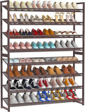 Large Shoe Rack 8 Tier Shoe Organizer, Heavy Duty Metal 4-Tier Stackable Shoe Storage Vertical Shoe Rack for Closet Front Door Entrance, Up to 50 Pairs, 44.8" W x 11.4" D x 56.7" H, Bronze