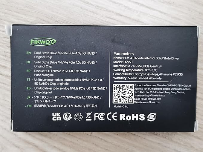 FN950 2TB NVMe SSD M.2 2280 PCIe Gen4x4, Up to 4800MB/s, Internal Solid State Drive, Configure SLC Cache, Storage and Memory Expansion for PS5 Laptop Desktop