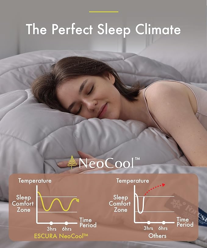ESCURA Tw® Climate Control Comforter, Full/Queen, German Patented PCM Down Alternative All-Season Design for Hot Sleepers & Night Sweats, Bamboo Lightweight Breathable Hypoallergenic Blanket