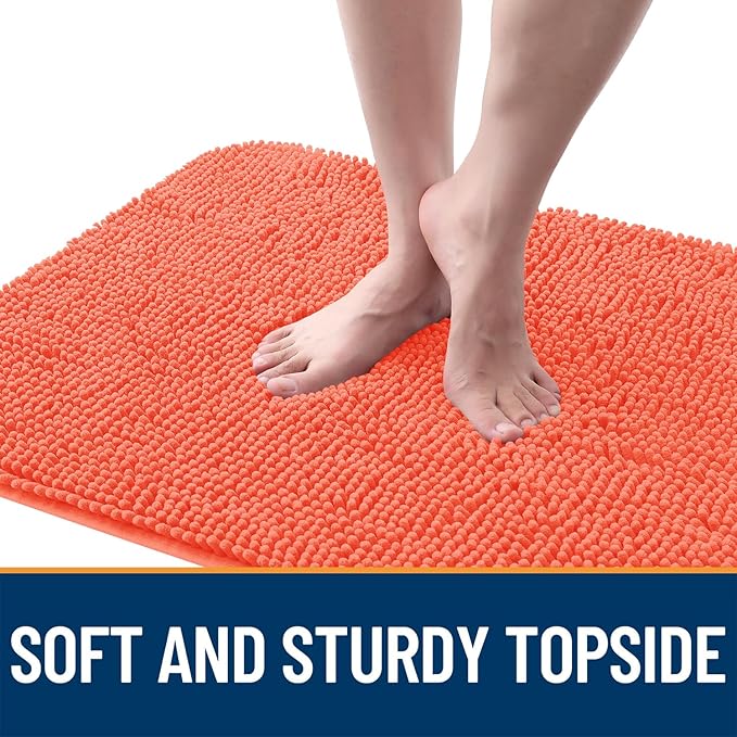 OLANLY Dog Door Mat for Muddy Paws 30x17, Absorbs Moisture and Dirt, Absorbent Non-Slip Washable Doormat, Quick Dry Chenille Mud Mat for Dogs, Entry Indoor Entryway Carpet for Inside Floor, Coral