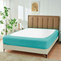 Biscaynebay Decorative Box Spring Cover King & Cal King Size, Aqua Luxurious Jersey Knitting Stretchy Wrap Around 4 Sides Bed Skirt for Home/Hotels, Easy Fit Wrinkle & Fade Free Machine Washable