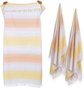 Native Fab 100% Cotton Peshtemal Turkish Bath and Beach Towels Set of 2, Large 40x71 Travel Sarong Gym Pool Spa Towels, Ultra Soft Quick Dry Absorbent Fouta Hammam Peshtemal Towels Yellow