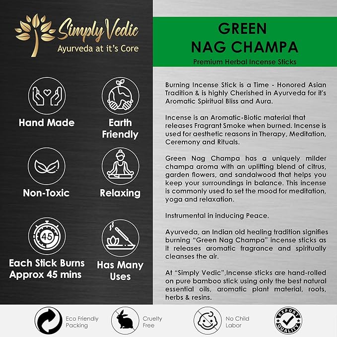 Simply Vedic Nag Champa Incense Sticks 250g with Holder – 135 Hand-Rolled Natural Agarbatti – No Charcoal, Long-Lasting Aromatherapy for Pooja, Home, Yoga, Meditation, Relaxation, Spiritual Healing