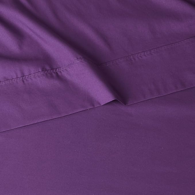 Amazon Basics Lightweight Super Soft Easy Care Wrinkle Free Microfiber 3 Piece Bed Sheet Set with 14-Inch Deep Pockets, Twin, Plum, Solid, Kids, Men & Women Bedding (Pack of 4)