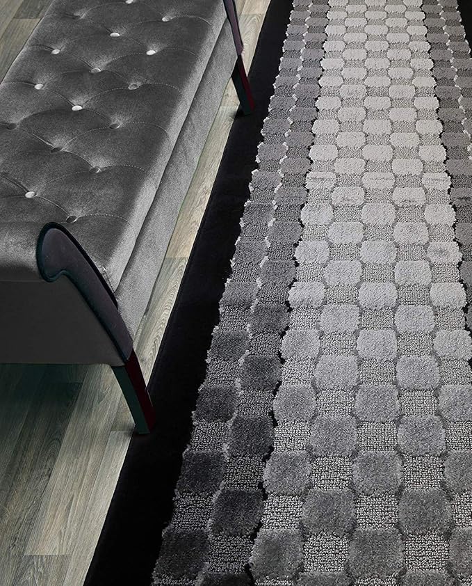 Custom Length Hallway Runner Rug,Slip Resistant,Checkered Black, 26 Inch X 27 feet, Sold and Priced Per Foot