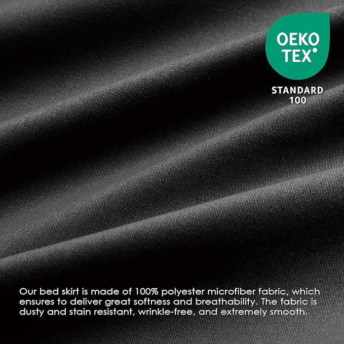 FreshCulture Full Bed Skirt, Elastic Wrap Around Bed Skirt Full Bed, Easy Fit with 22-Inch Tailored Drop, Hotel Quality Dust Ruffle for Full Size Bed, Bed Skirt Full Size (Black)
