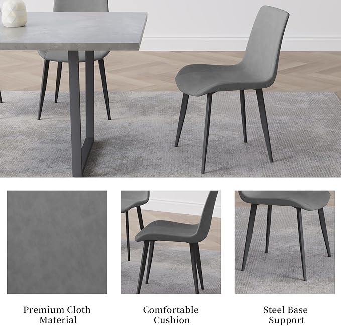 5 Piece Dining Table Set, 42.9 Inch Modern Kitchen Dining Table and Leather Dining Chairs for Kitchen Dining Room (Table + 4 Grey Chairs)