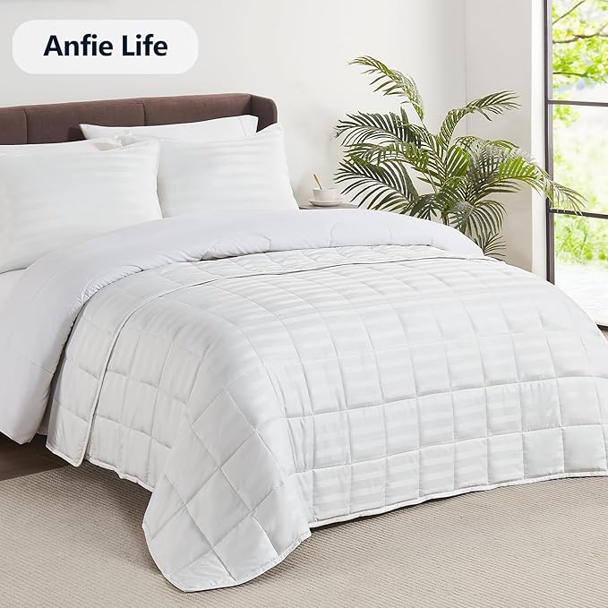 Weighted Blanket Twin Size (48"x72" 15lbs),Ultra Soft and Cozy Cooling Weighted Blanket Twin Size for Adult,Heavy Blanket with Machine Washable Soft Blanket, White