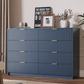 Navy Dresser for Bedroom, 8 Drawer Double Dresser, Modern Chest of Drawers for Bedroom, Living Room, Entryway and Closet, 55" L x 15.7" D x 37.4" H
