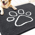 OLANLY Dog Door Mat for Muddy Paws 30x20, Paw Print Design, Absorbs Moisture and Dirt, Absorbent Non-Slip Washable Doormat, Quick Dry Chenille Mud Mat for Dogs, Entry Indoor Entryway Carpet, Dark Grey