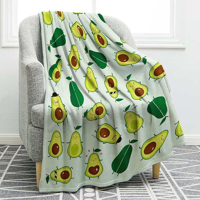 Jekeno Avocado Fruit Blanket Gifts for Women Kids Girls Home Bedroom Living Room Decor Soft Cozy Lightweight Cute Throw Blankets 60"x80"
