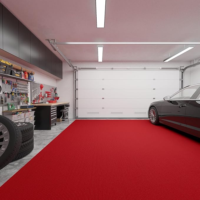 Ottomanson 6'6" x 55' Hallway Runner with Scraper Pile Extra Durable Non-Slip Rug Mat for Indoor & Outdoor Use - Ideal for Kitchen, Entryway, Patio & Garage - High-Traffic Carpet, Red