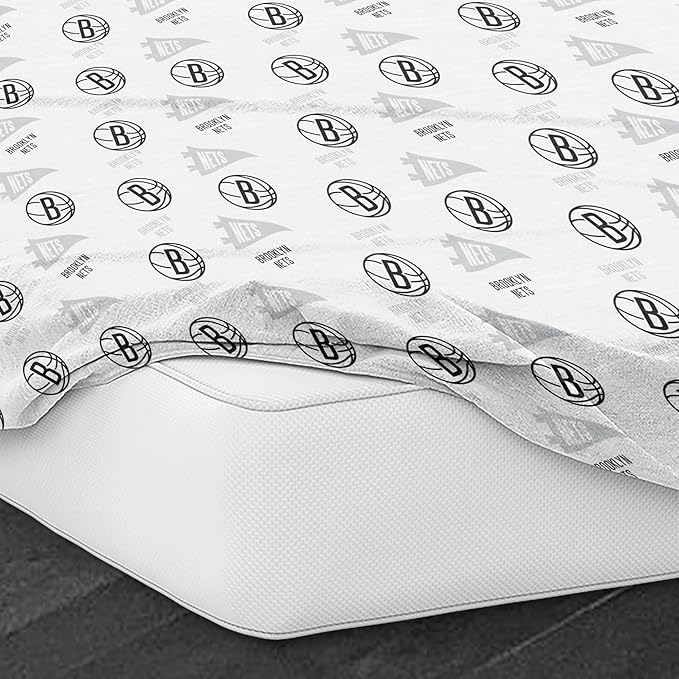 Northwest Officially Licensed Brooklyn Nets NBA Twin Size Sheet Set – Soft Team Logo Bedding for Dorms, Bedrooms, Fan Caves & Game Day Style