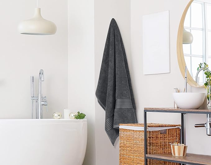 Utopia Towels - Luxurious Jumbo Bath Sheet - 600 GSM 100% Cotton Highly Absorbent and Quick Dry Extra Large Bath Towel - Super Soft Hotel Quality Towel (35 x 70 Inches, Grey) (8 Pack)