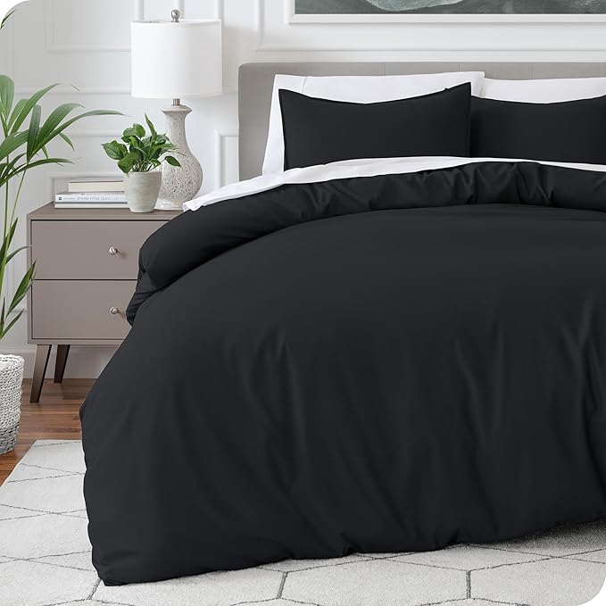 Bare Home Bedding Duvet Cover Oversized Queen Size - Premium 1800 Super Soft Collection - Lightweight, Cooling Duvet Cover - Soft Breathable Bedding (Oversized Queen, Black)
