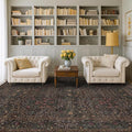 Dark Brown Washable Area Rug for Living Room - 6x9 Oriental Area Rug for Dining Room Under Table, Low Pile Non-Slip Floor Carpet for Bedroom - Vintage Botanical Floral Design & Stain Resistance