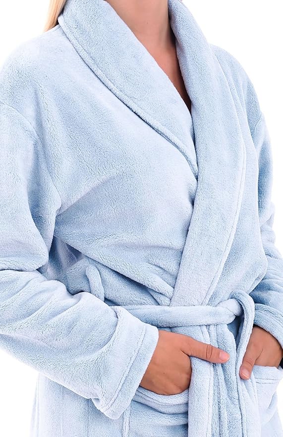 Alexander Del Rossa Plush Robe for Women, Long Fleece Winter Bath Robe, Plus Size
