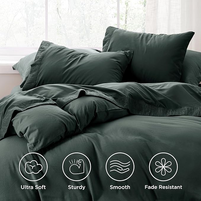 Bedsure California King Sheet Sets - 4 Pieces Soft Cal King Sheets - Breathable & Cooling - Hotel Luxury - Easy Care Polyester Microfiber Bedding for Women, Men, Forest Green