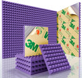 Sonicism Sound Proof Foam Panels for Walls Self-Adhesive 12 Pack Pyramid 1" X 12" X 12" Soundproof Wall Panels High Density Acoustic Panels Foam Fast Expand,Sound Absorption & Decoration,Purple