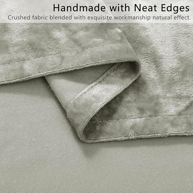 Silver Grey Crushed Velvet Curtains 52x96 inch Luxurious Thermal Insulated Soundproof Drapes for Living Room Bedroom Office Soft and Durable Light-Filtering Window Treatments, 2 Panels