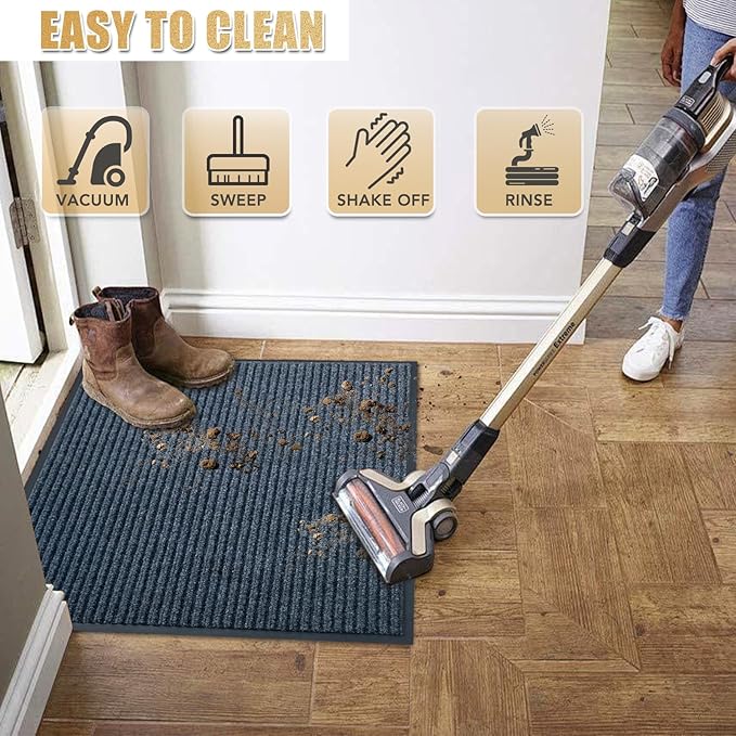 Front Door Mat,4'x6'Indoor Outdoor Door Mat,Heavy Duty Durable Welcome,Commercial Floor Mats Inside Outside Entrance, Waterproof All-Season, All-Weather Non Slip Backing Doormat for Entryway,Dark Gray