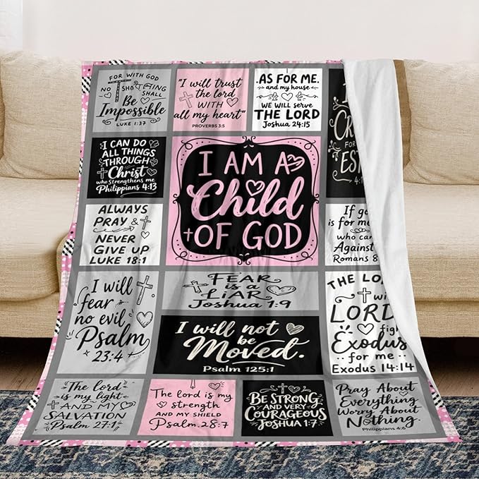 Christian Gift for Women, Inspirational Throw Blanket for Couch, Soft Lightweight Flannel Blanket, 40"x 50" Thoughts and Prayers Blankets for Bedroom Sofa Living Room Decoration