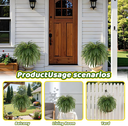 Single Silky 50" Artificial Fern Plant, Large Fake Fern with 100Fronds, Realistic Faux Boston Fern Bush for Outdoors & Indoor, Silk Greenery for Planter, Garden, Office, Home Décor