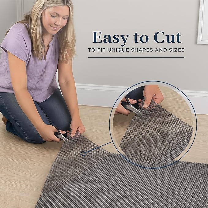 Veken 3x5 Ft Rug Pad Gripper for Hardwood Floors, Non Slip Rug Pads for Area Rugs, Thick Dark Grey Rug Grippers for Tile Floors, Under Carpet Anti Skid Mat, Keep Your Rugs Safe and in Place