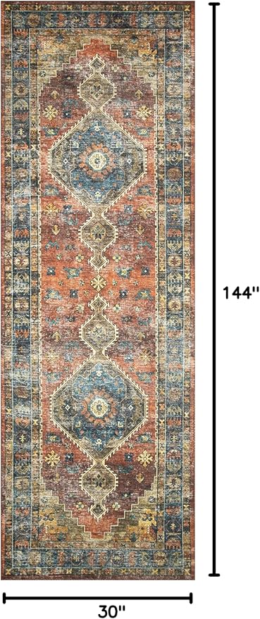 Loloi Skye Collection SKY-11 Rust/Blue 2'-6" x 12'-0" Runner Rug