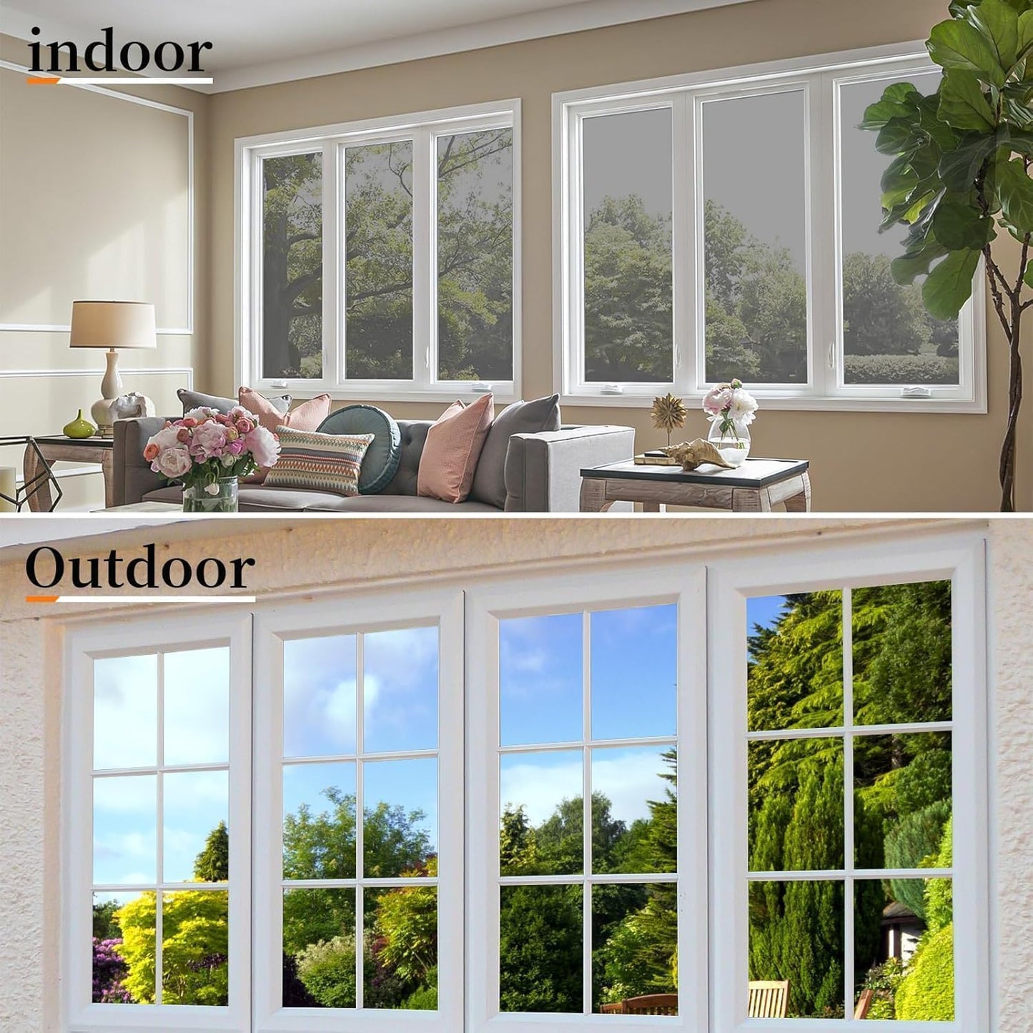 Niviy One Way Window Privacy Film Window Tint for Home See Out Not in Effect Anti UV Heat Control Glass Door Film for Home Office (Silver 35.4" x 78.7")