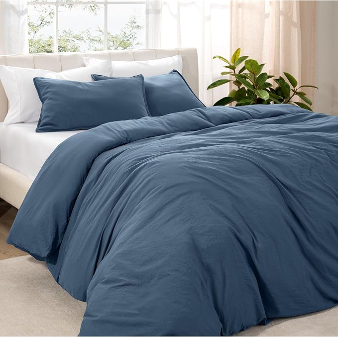 Bare Home Microfiber Duvet Cover Set - Ultra Soft Washed Microfiber - Oversized King Size - Linen-Like Look - Easy Care - Breathable Fabric - Our Softest Duvet Cover Set (Oversized King, Bering Sea)