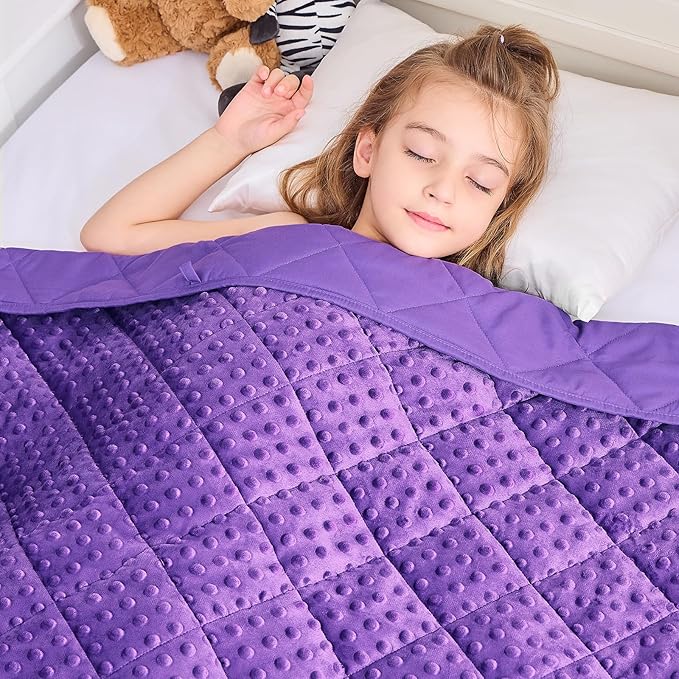 yescool Purple Weighted Blanket 7 Pounds Twin Size Cooling Weighted Throw Blanket, Minky Heavy Blankets Warm Weighted Comforter, Big Washable Thick Blankets Gift for 60-90lbs, 40 * 60in