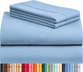 LuxClub 4 PC California King Sheet Set, Deep Pockets Wrinkle Free Cooling Bed Sheets Hotel Bedding for Women, Men, Includes 1 Fitted Sheet, 1 Flat Sheet and 2 Pillowcases-Sky