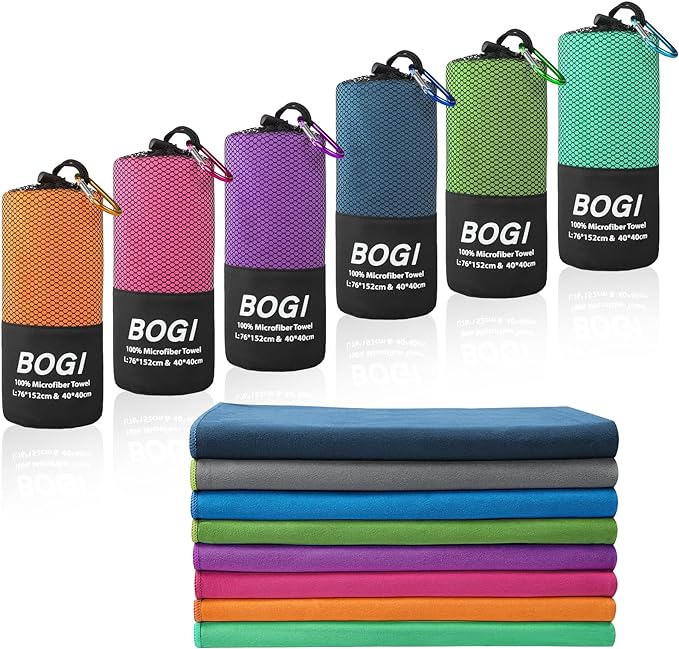 BOGI Microfiber Travel Sports Towel-Quick Dry Towel, Soft Lightweight Microfiber Camping Towel Absorbent Compact Travel Towel for Camping Gym Beach Yoga Swimming Backpacking (S:16''x32'',2Pcs-Hpink)
