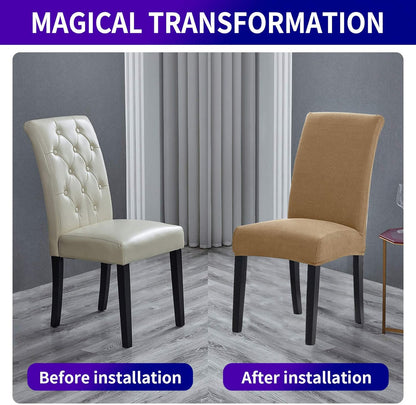 Howhic Stretch Chair Covers for Dining Room Set of 2, Removable Washable Dining Room Chair Covers, Dining Chair Slipcovers Seat Protector, Great Home Decor and Banquet Upholstery (Tan, 2 Pack)