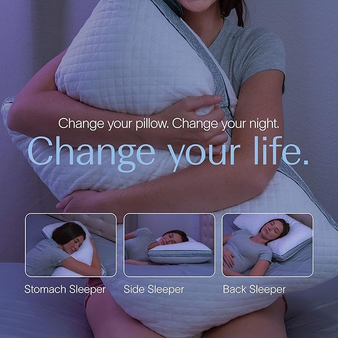 DreamyBlue Gusseted Sapphire Pillow • Adjustable Loft, Luxury Cover, Shredded Memory Foam Fill w/Cooling Beads • Ideal for Wide Shoulders • Neutral Alignment for All • CertiPUR-US Certified (King)