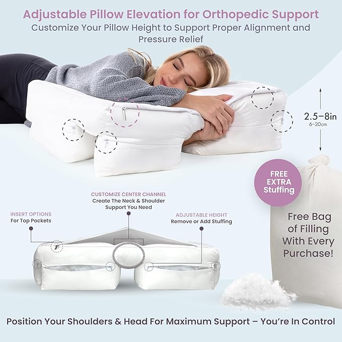Wife Pillow the Side Sleeper Pillow with Arm Hole for Shoulder Pain - Arm Tunnel Pillow for Side Sleepers, Shoulder Relief & Neck Support Comfort Sleep Pillow for Adults - Cooling Shredded Memory Foam