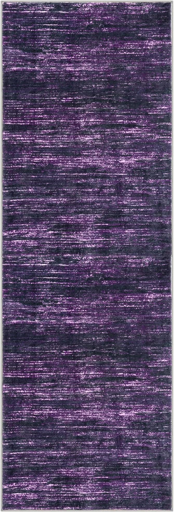 2x6 Modern Abstract Runner Rug for Hallways, Purple White Super Soft Hallway Decor Kitchen Rugs with Non-Slip, Non-Shedding Washable Runners for Entryway Bedroom Indoor