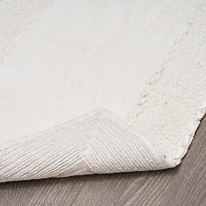 Laura Ashley Ruffle Border 100% Cotton Bath Rug, Ivory, 20"x 34"
